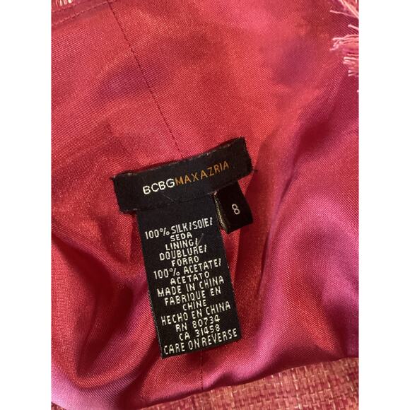 BCBGMaxAzria BCBG sleeveless pink silk tweed flower v neck classic dress 8 - Picture 6 of 7